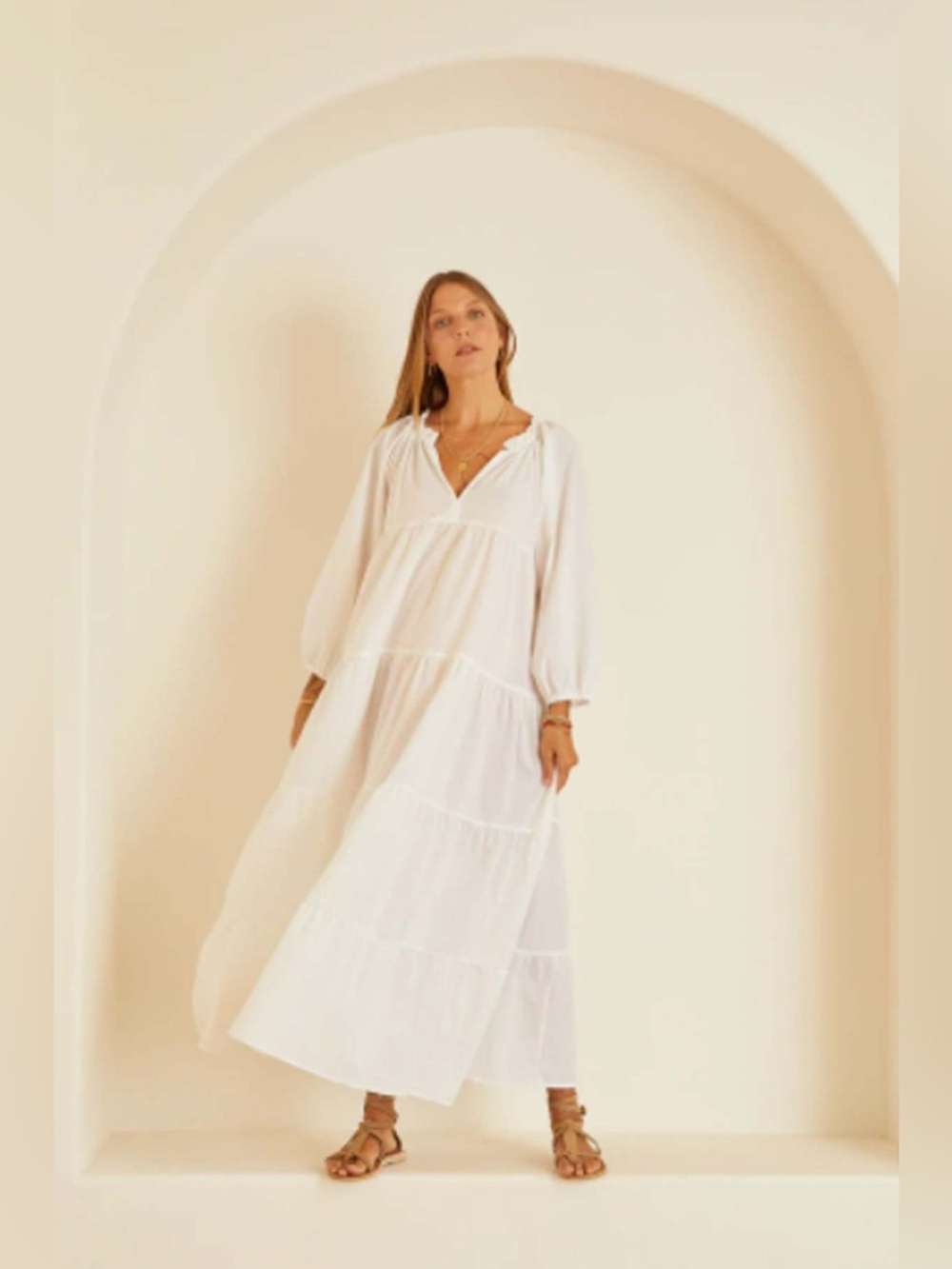 Classic White Long Sleeve Maxi Dress - Timeless Boho Style